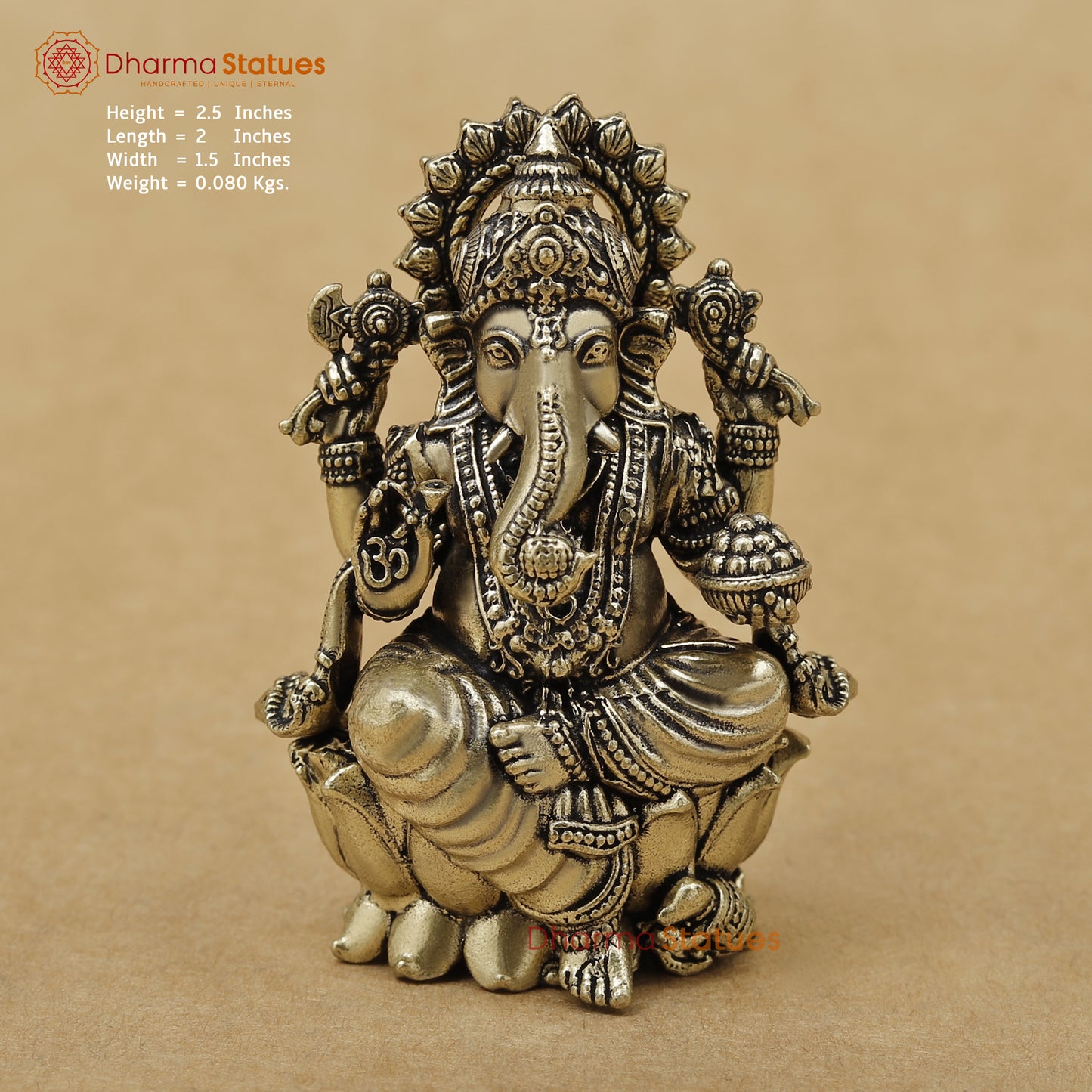 Brass Ganesh Fine, 2.5"