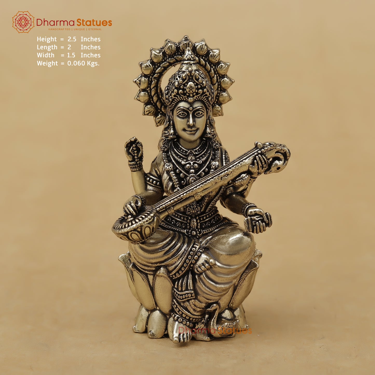 Brass Saraswati Fine, 2.5"