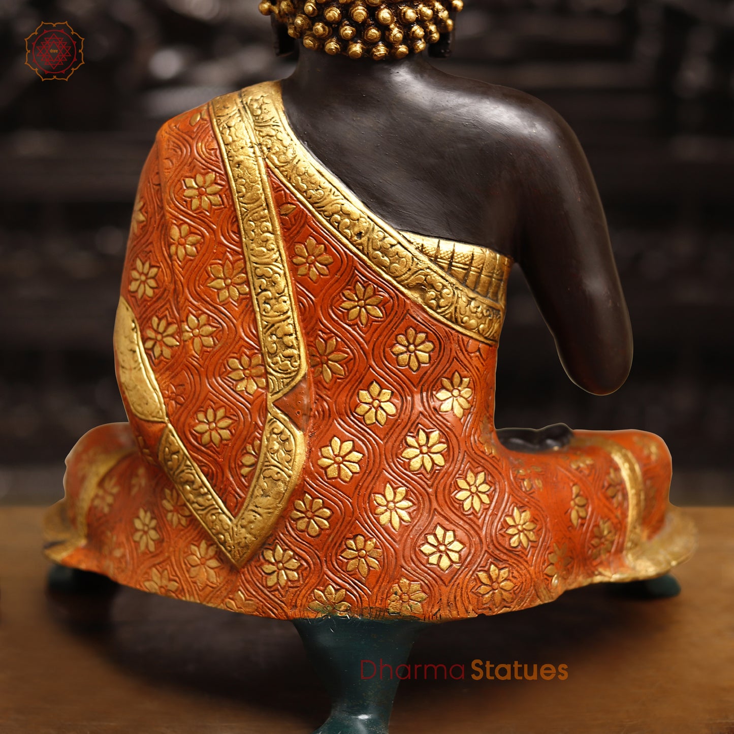 Brass Handcrafted Buddha Idol in Blessing Posture, colorful Fine Finish 19.5"