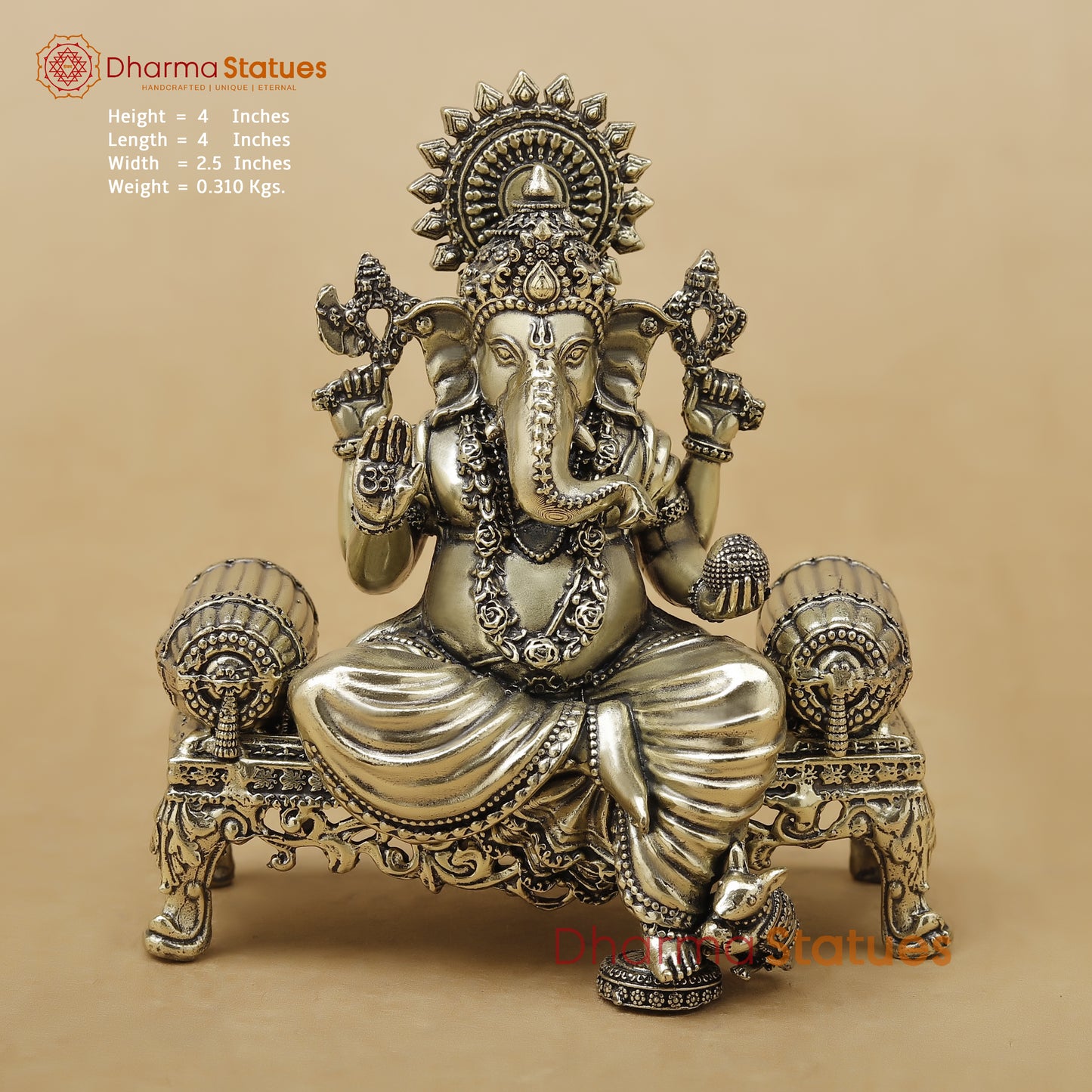 Brass Ganesh Fine, 4"