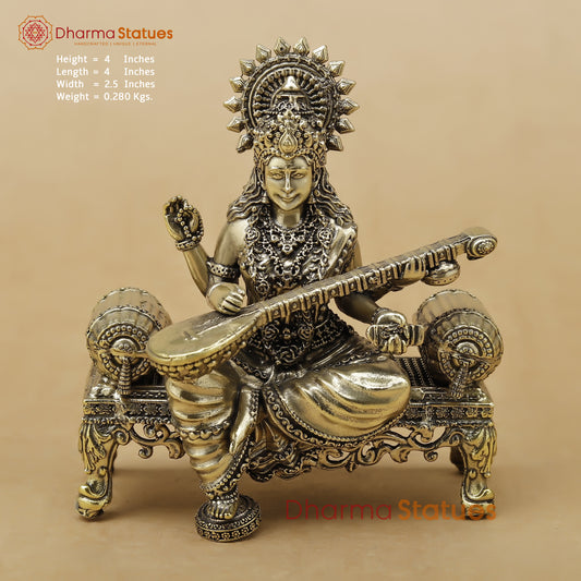 Brass Saraswati Fine, 4"