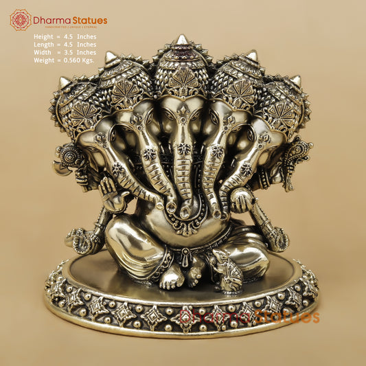 Brass Panchmukhi Ganesh Fine, 4.5"