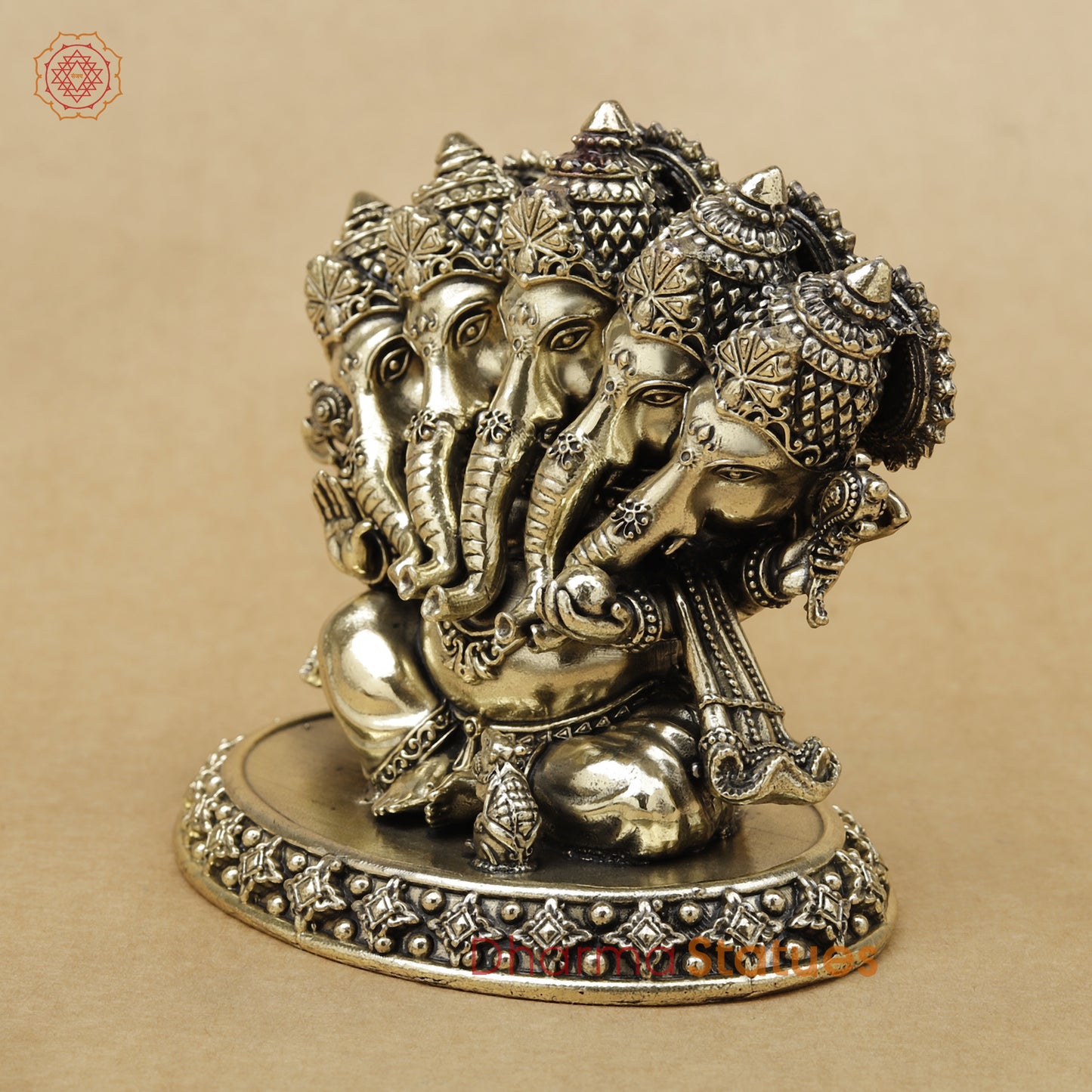 Brass Panchmukhi Ganesh Fine, 4.5"