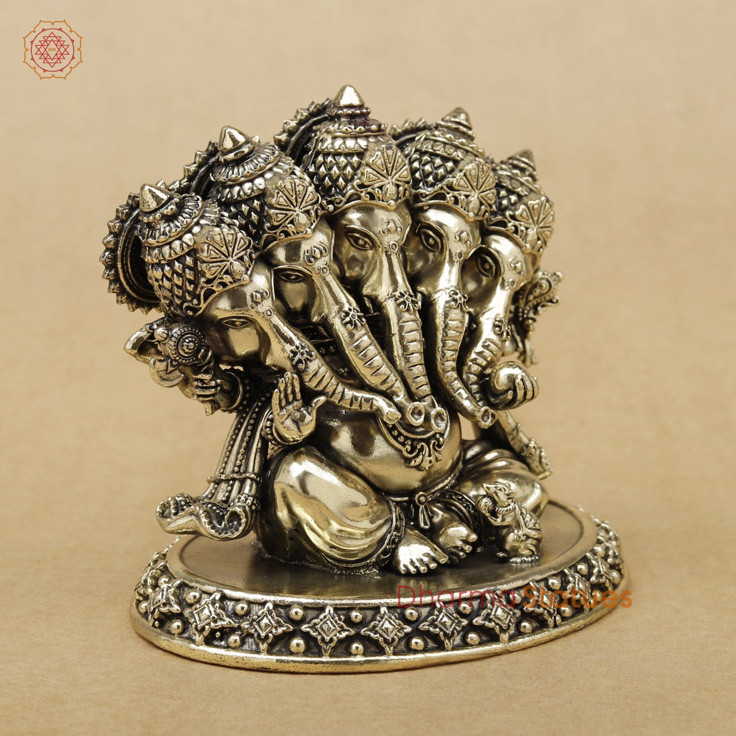 Brass Panchmukhi Ganesh Fine, 4.5"