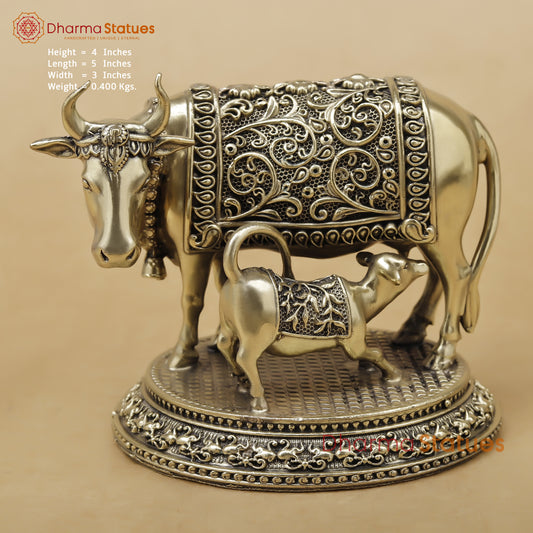 Brass Cow and Calf Fine, 4"