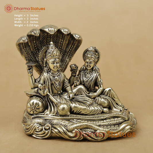 Brass Vishnu and Lakshmi Fine, 3"