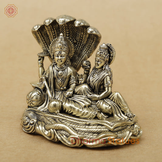Brass Vishnu and Lakshmi Fine, 3"