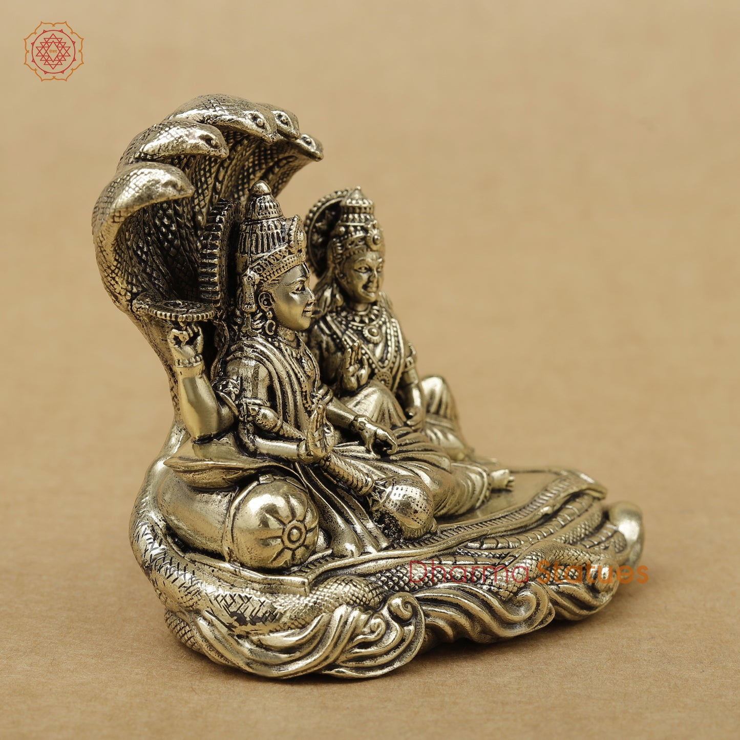 Brass Vishnu and Lakshmi Fine, 3"