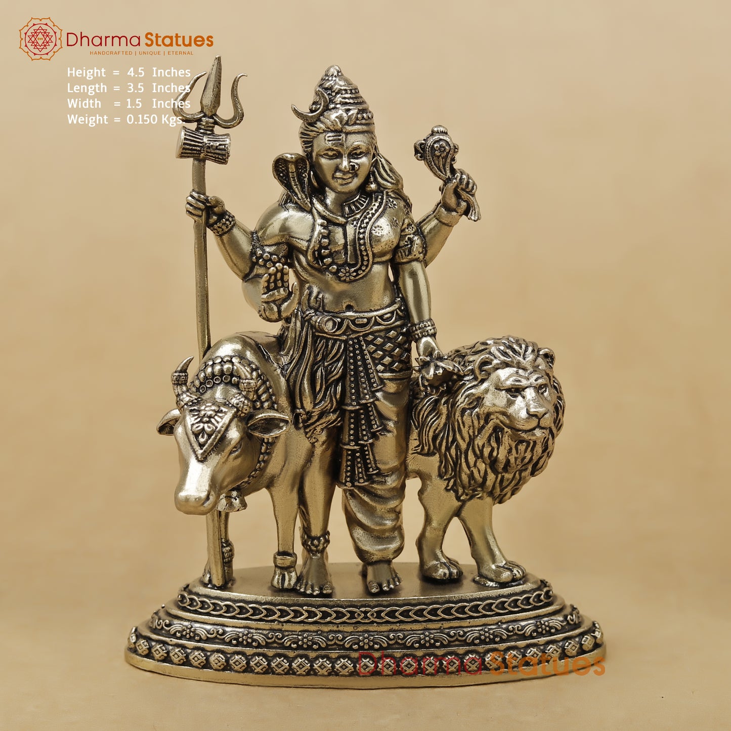 Brass Shiva Shakti Ardhanarishwar Fine, 4.5"