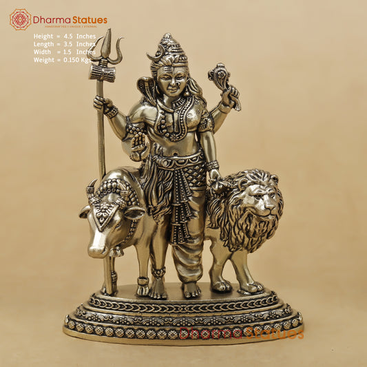 Brass Shiva Shakti Ardhanarishwar Fine, 4.5"