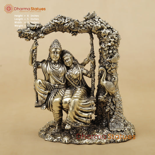 Brass Radha Krishna Jhula Fine, 6"