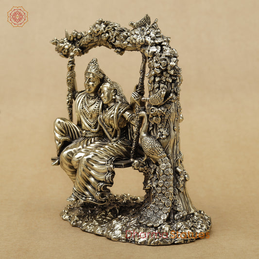Brass Radha Krishna Jhula Fine, 6"