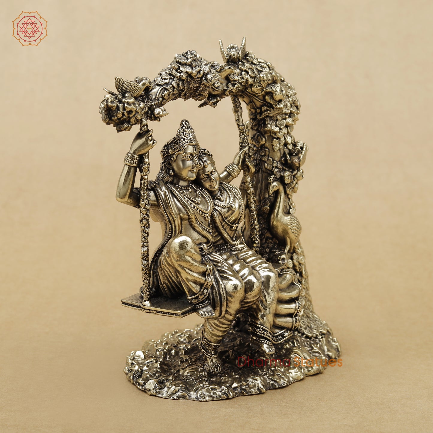 Brass Radha Krishna Jhula Fine, 6"