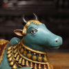 Brass Nandi Idol, The Sacred Blue Bull with Golden Grace,  11"