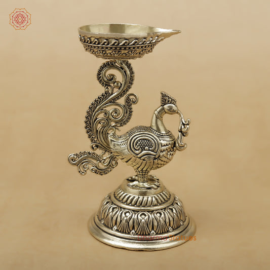 Brass Peacock Diya Fine, 5"