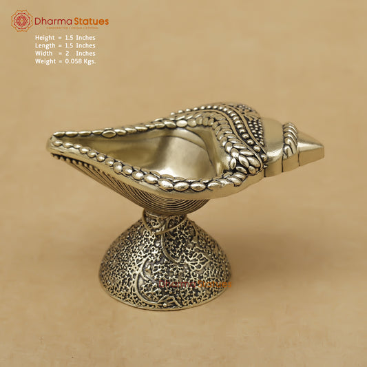 Brass Shankh Diya Fine, 1.5"