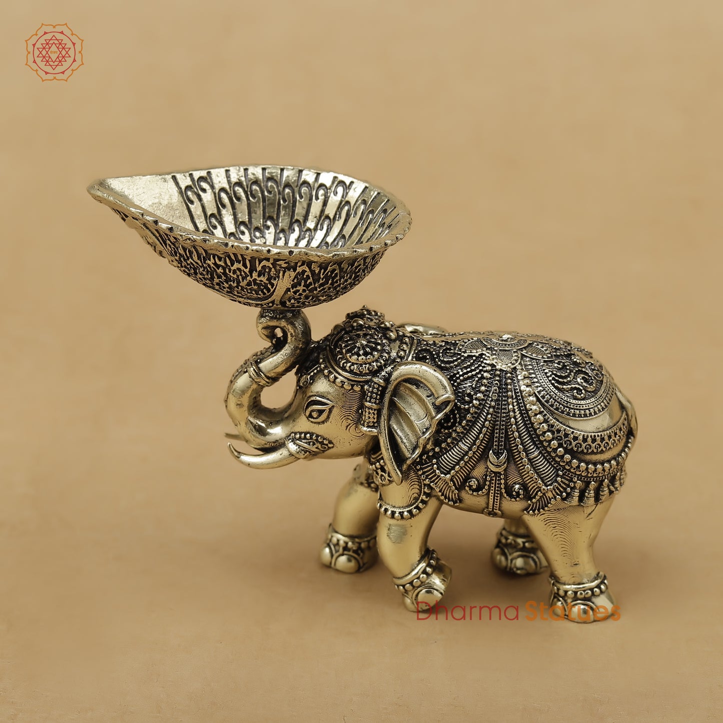 Brass Elephant Diya Fine, 2.5"