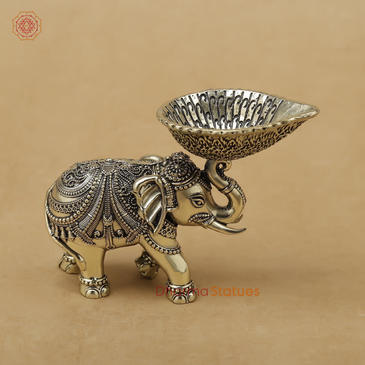 Brass Elephant Diya Fine, 2.5"