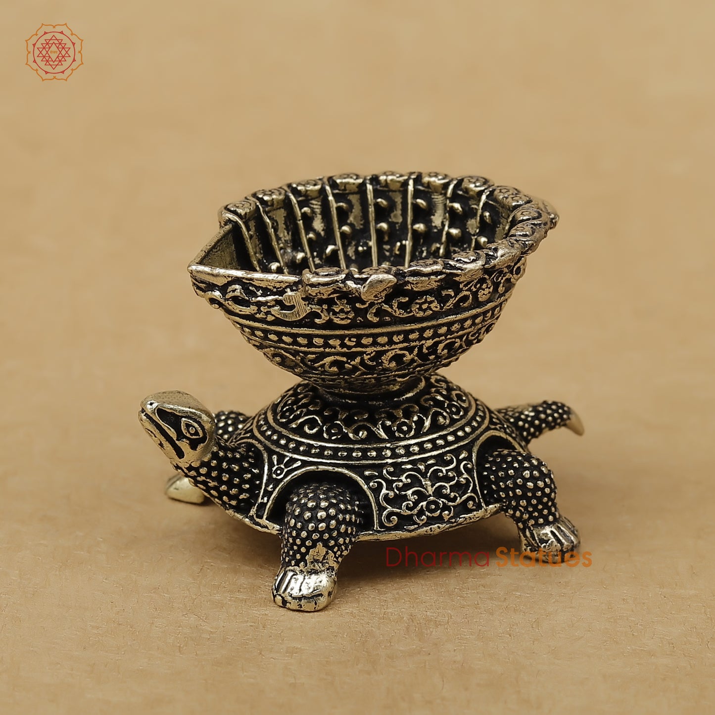 Brass Tortoise Diya Fine, 1.5"