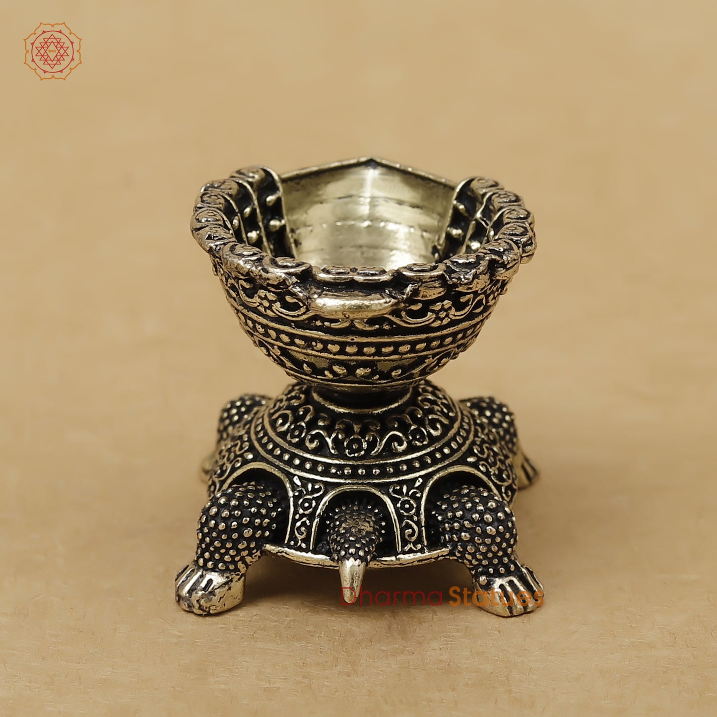 Brass Tortoise Diya Fine, 1.5"