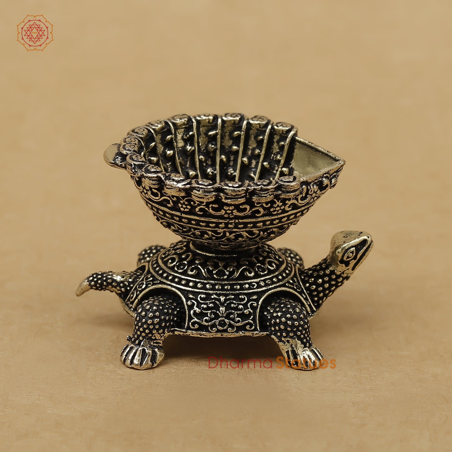 Brass Tortoise Diya Fine, 1.5"