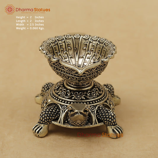 Brass Tortoise Diya Fine, 2"