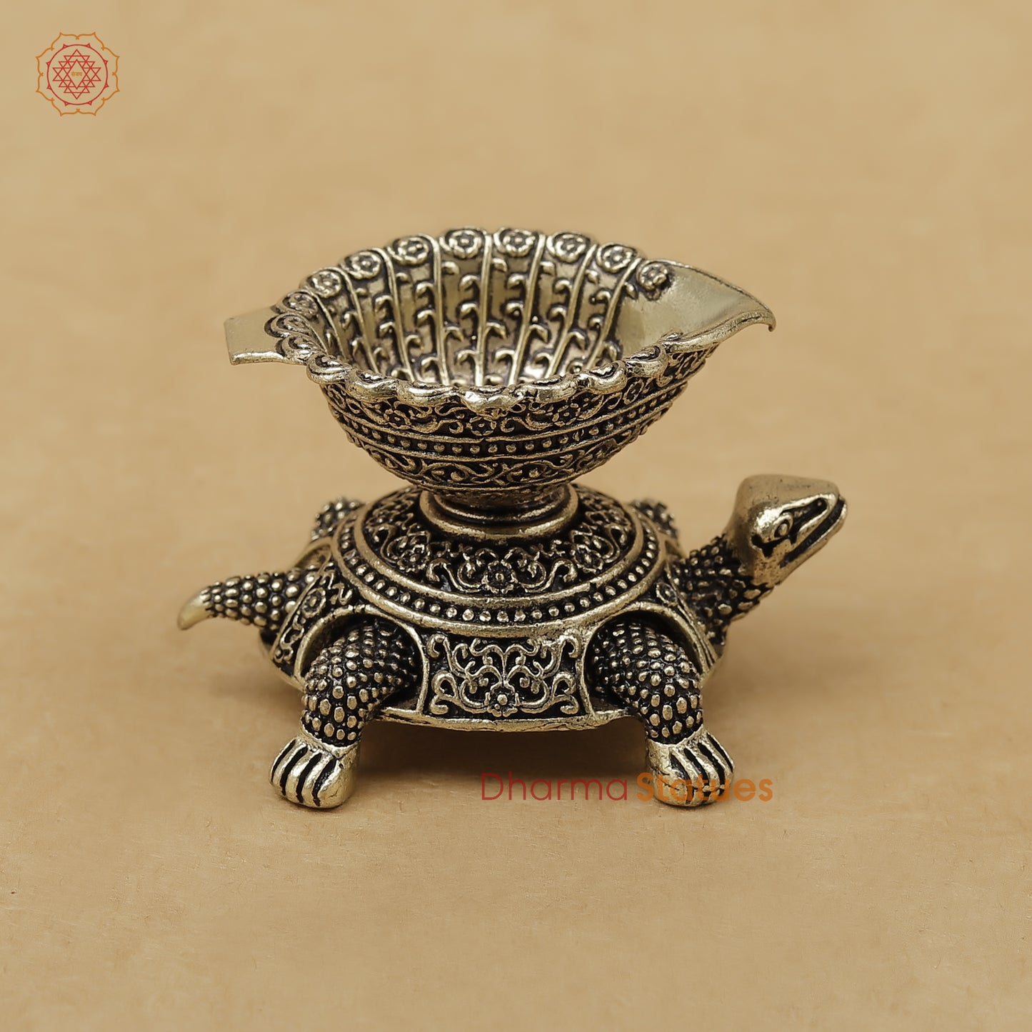Brass Tortoise Diya Fine, 2"