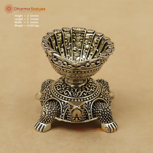 Brass Tortoise Diya Fine, 2"