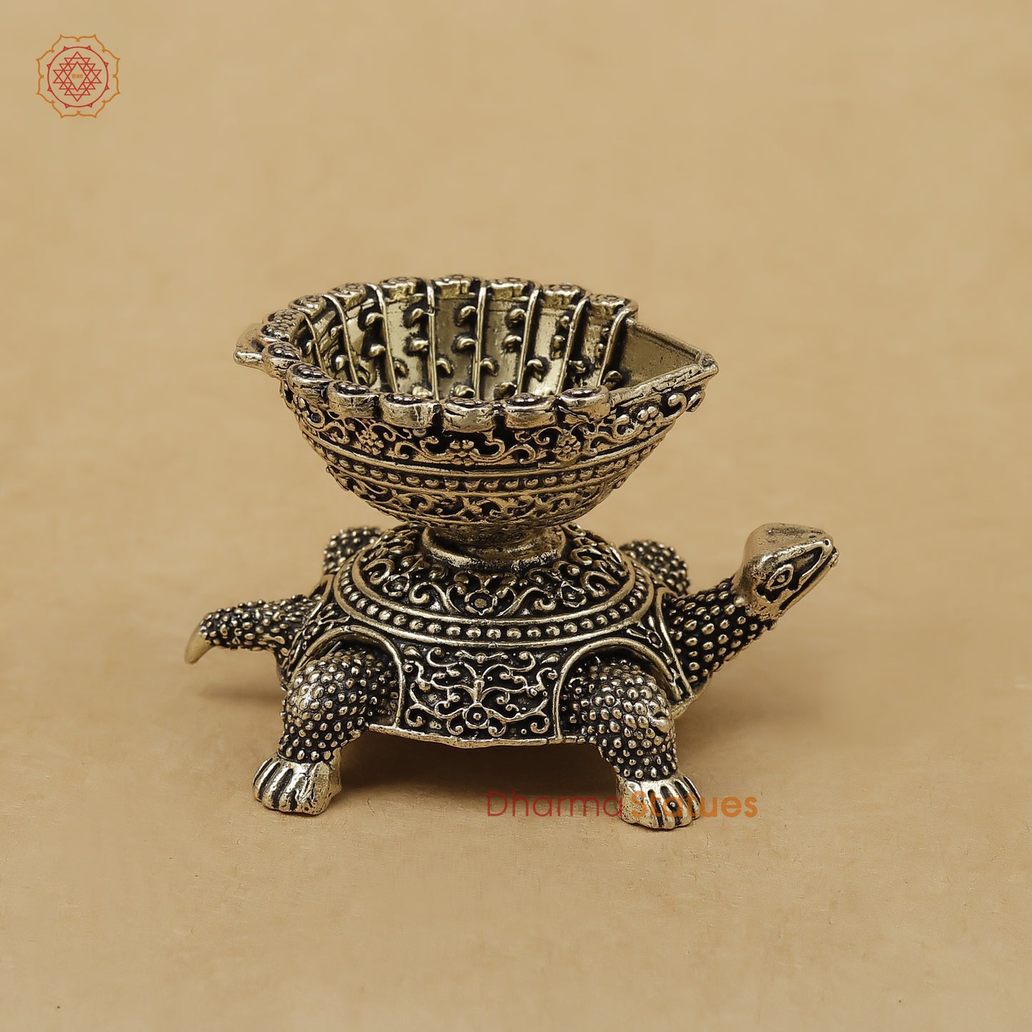 Brass Tortoise Diya Fine, 2"