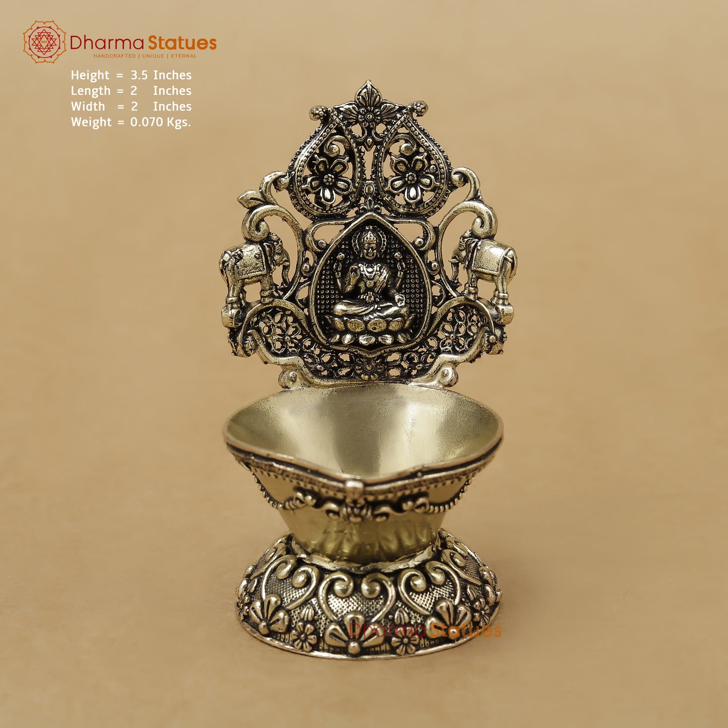 Brass Laxmi Diya Fine, 3.5"