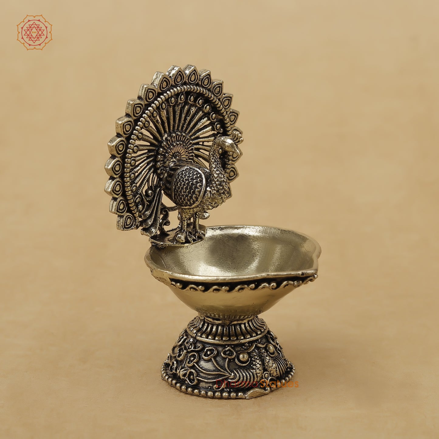 Brass Peacock Diya Fine, 3"