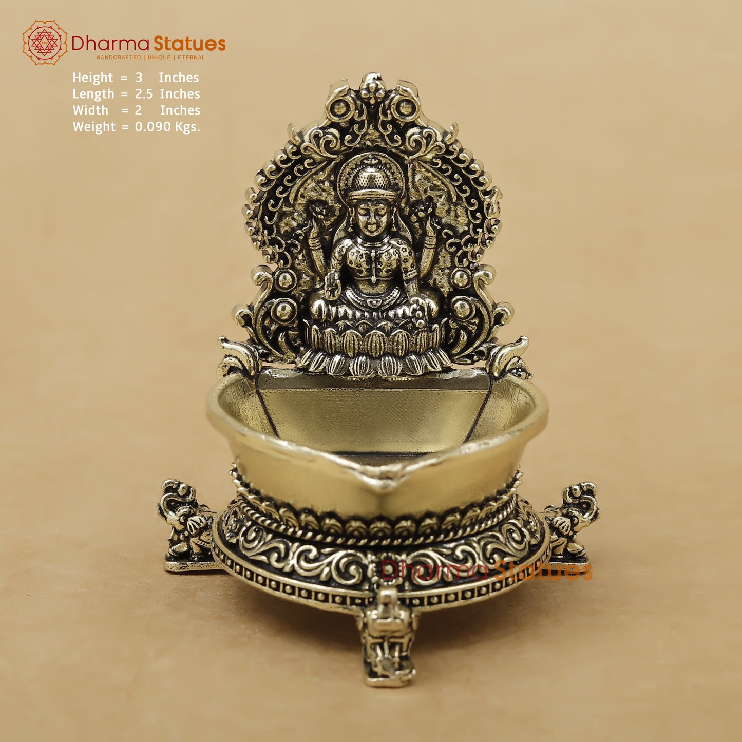 Brass Laxmi Diya Fine, 3"