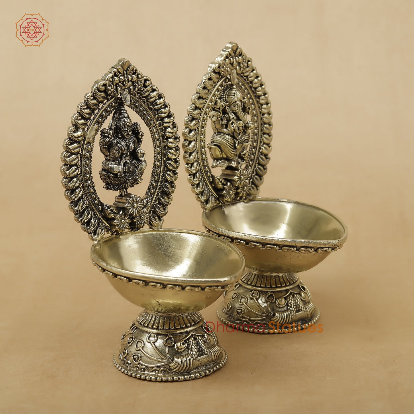 Brass Laxmi Ganesh Diya Fine, 5.5"