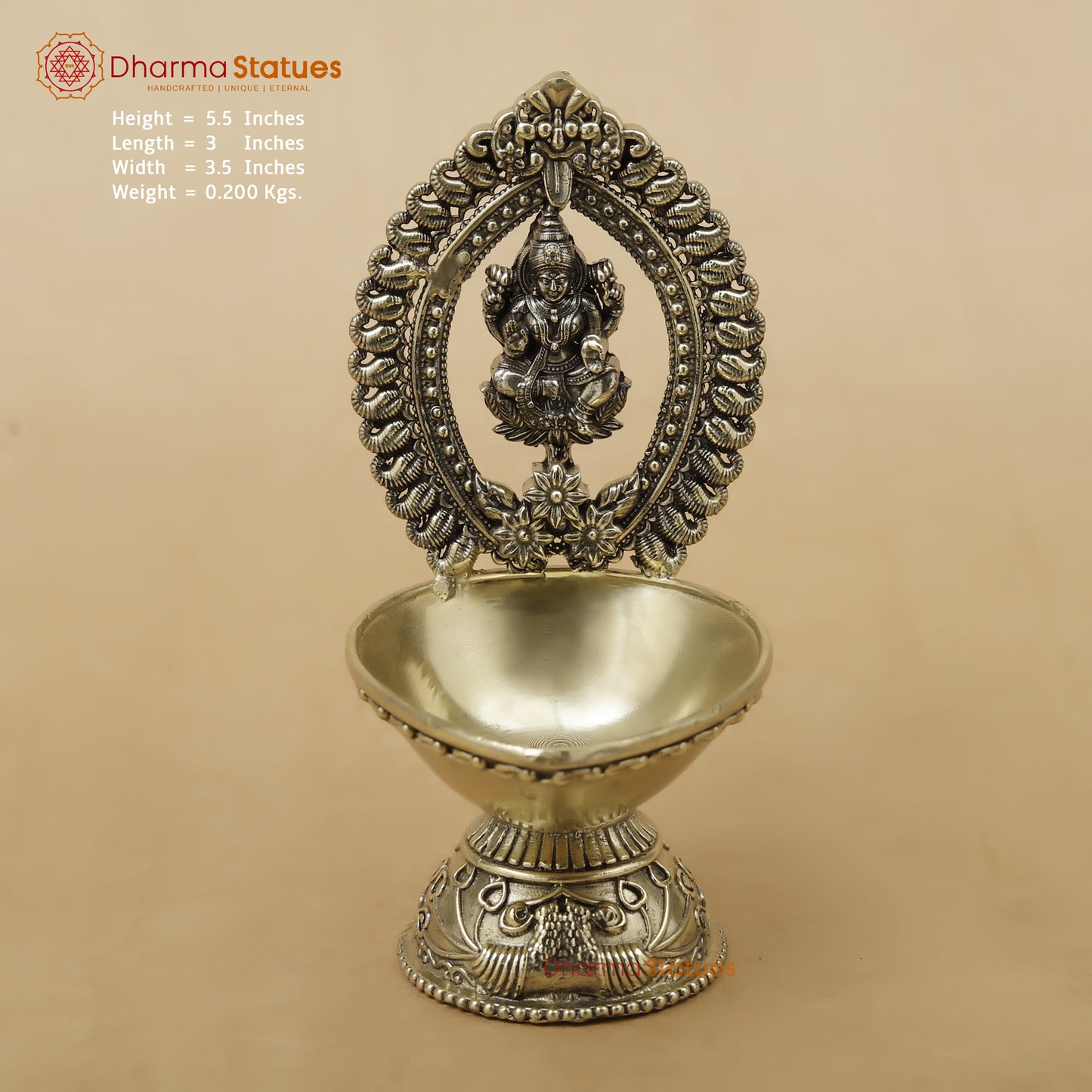 Brass Laxmi Diya Fine, 5.5"
