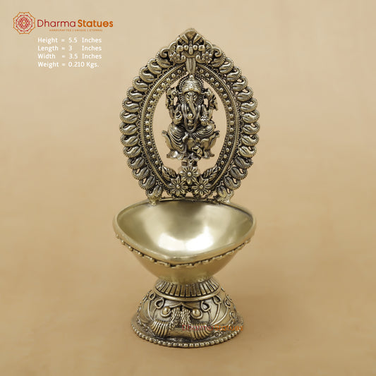 Brass Ganesh Diya Fine, 5.5"