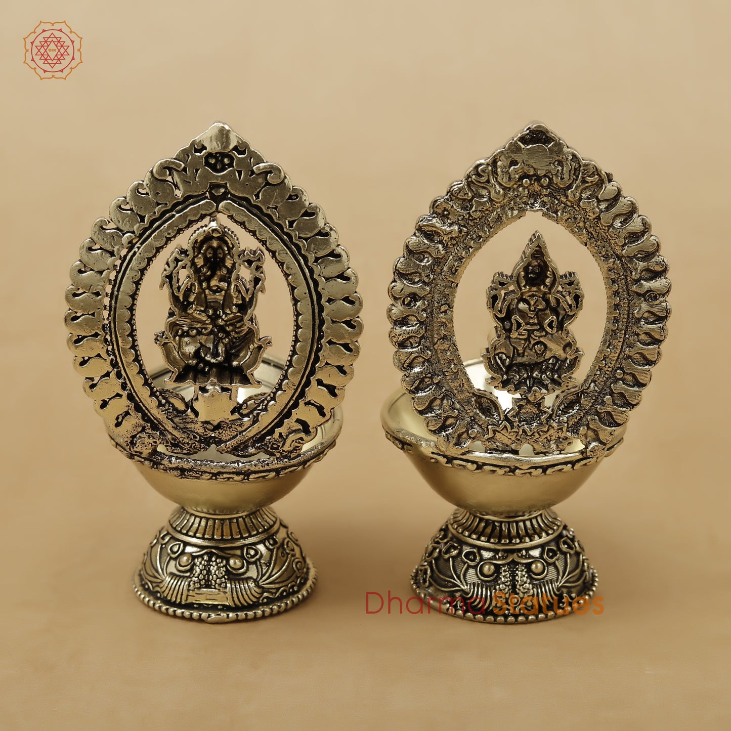 Brass Laxmi Ganesh Diya Fine, 4.5"