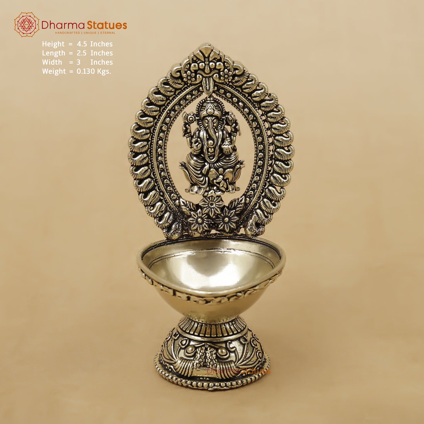Brass Ganesh Diya Fine, 4.5"