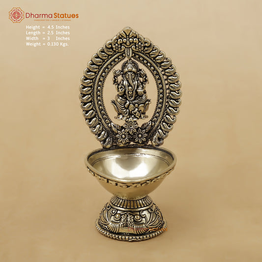 Brass Ganesh Diya Fine, 4.5"