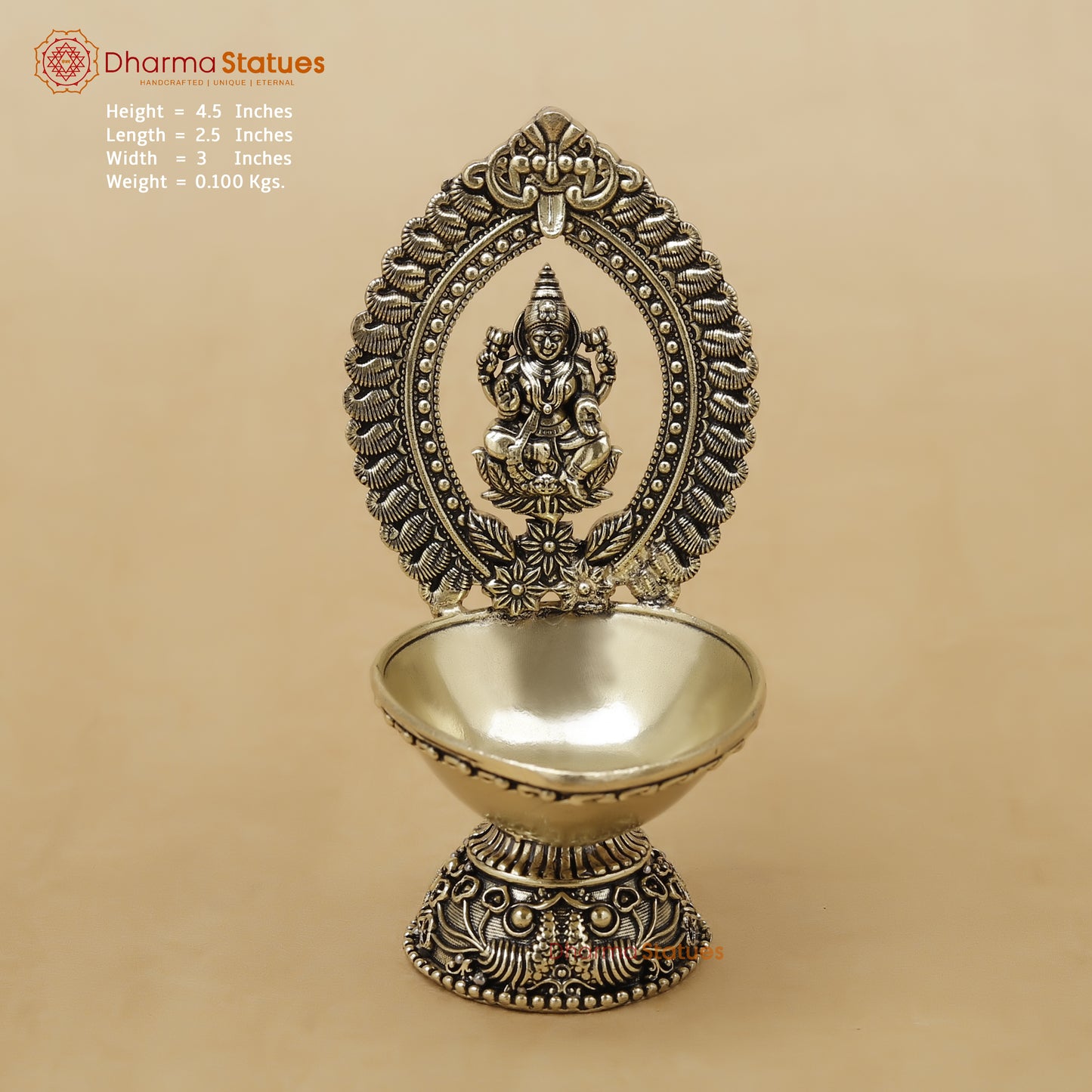 Brass Laxmi Diya Fine, 4.5"