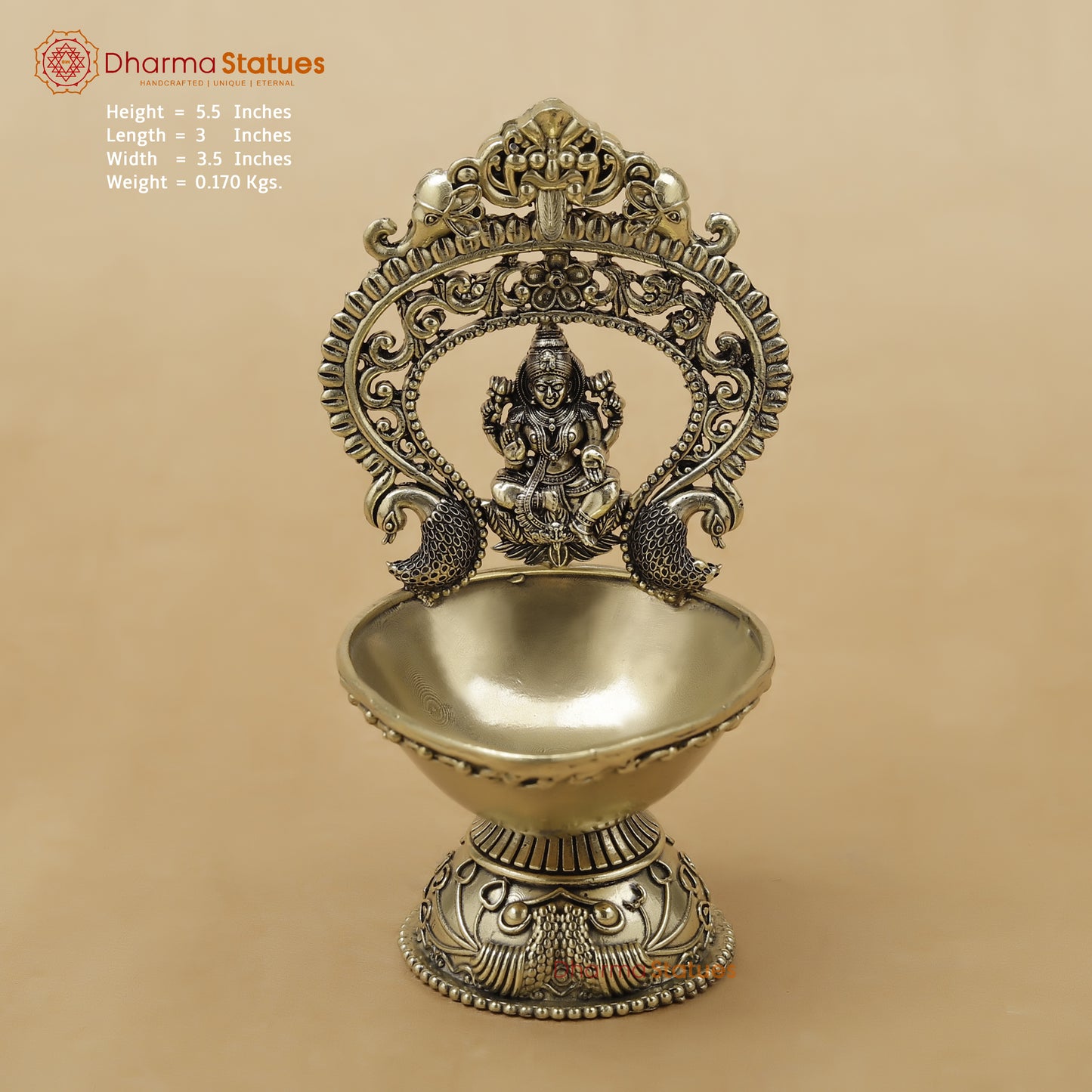 Brass Laxmi Diya Fine, 5.5"
