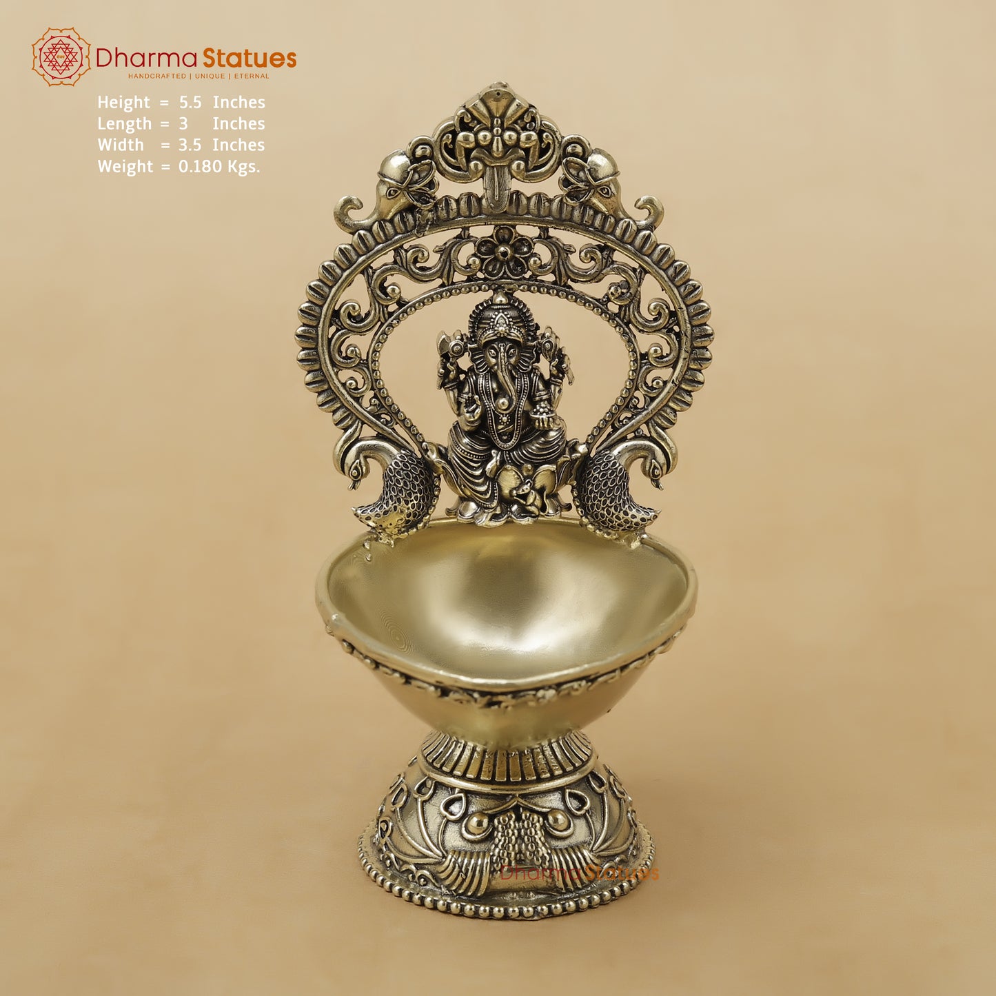 Brass Ganesh Diya Fine, 5.5"