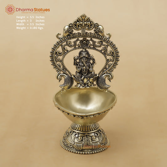 Brass Ganesh Diya Fine, 5.5"