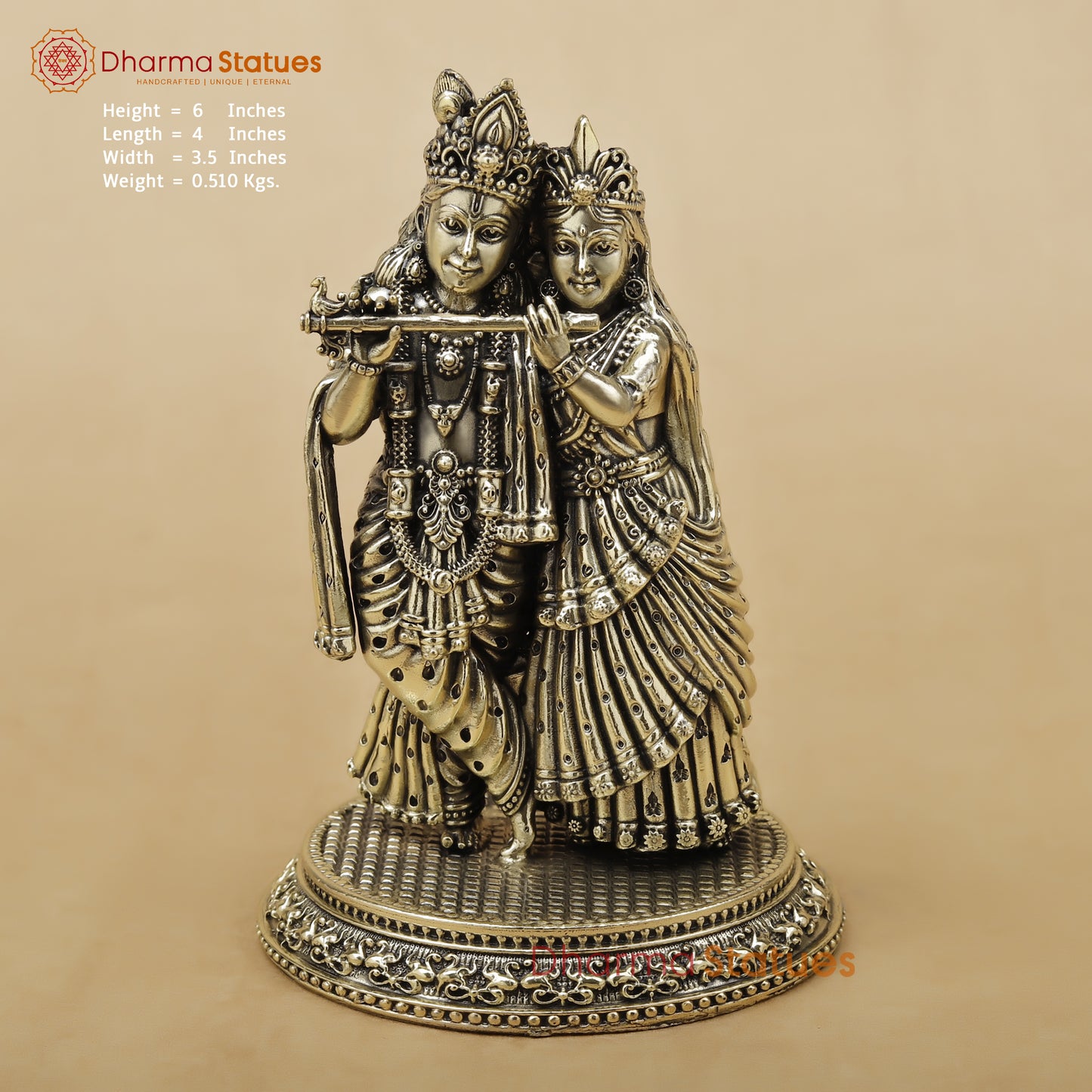 Brass Radha Krishna Fine, 6"