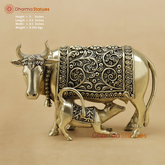 Brass Cow and Calf Fine, 3"
