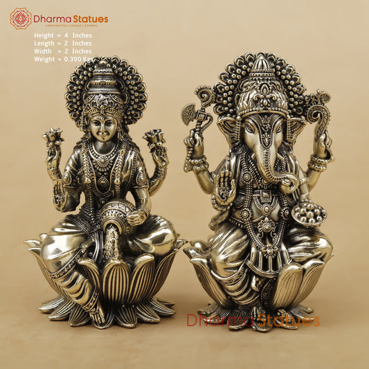 Brass Lakshmi Ganesh Fine, 4"