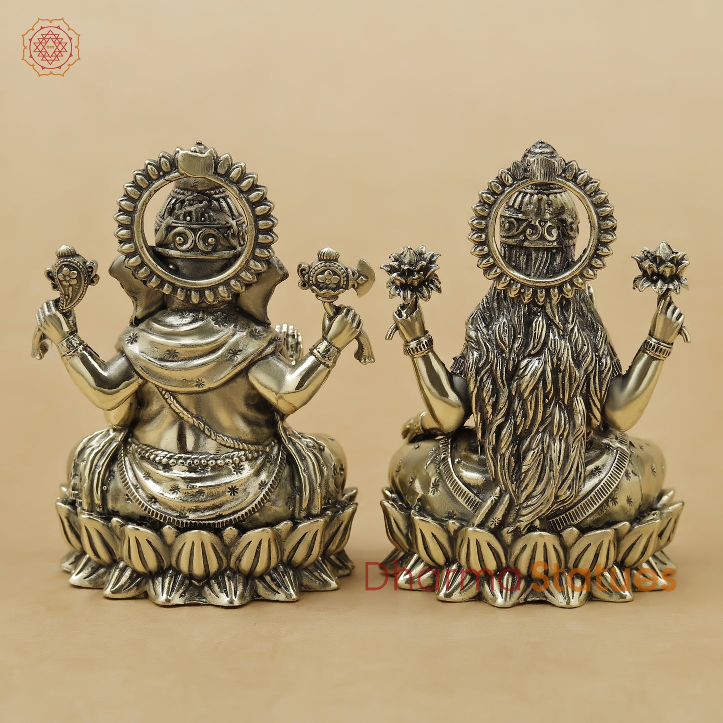 Brass Lakshmi Ganesh Fine, 3.5"