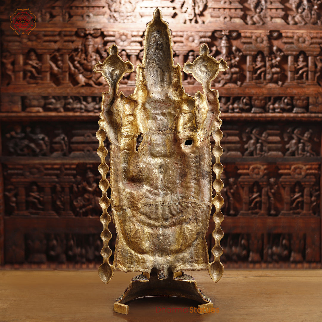 Brass Balaji Standing Fine Carved, Crystal Stone Work 47"