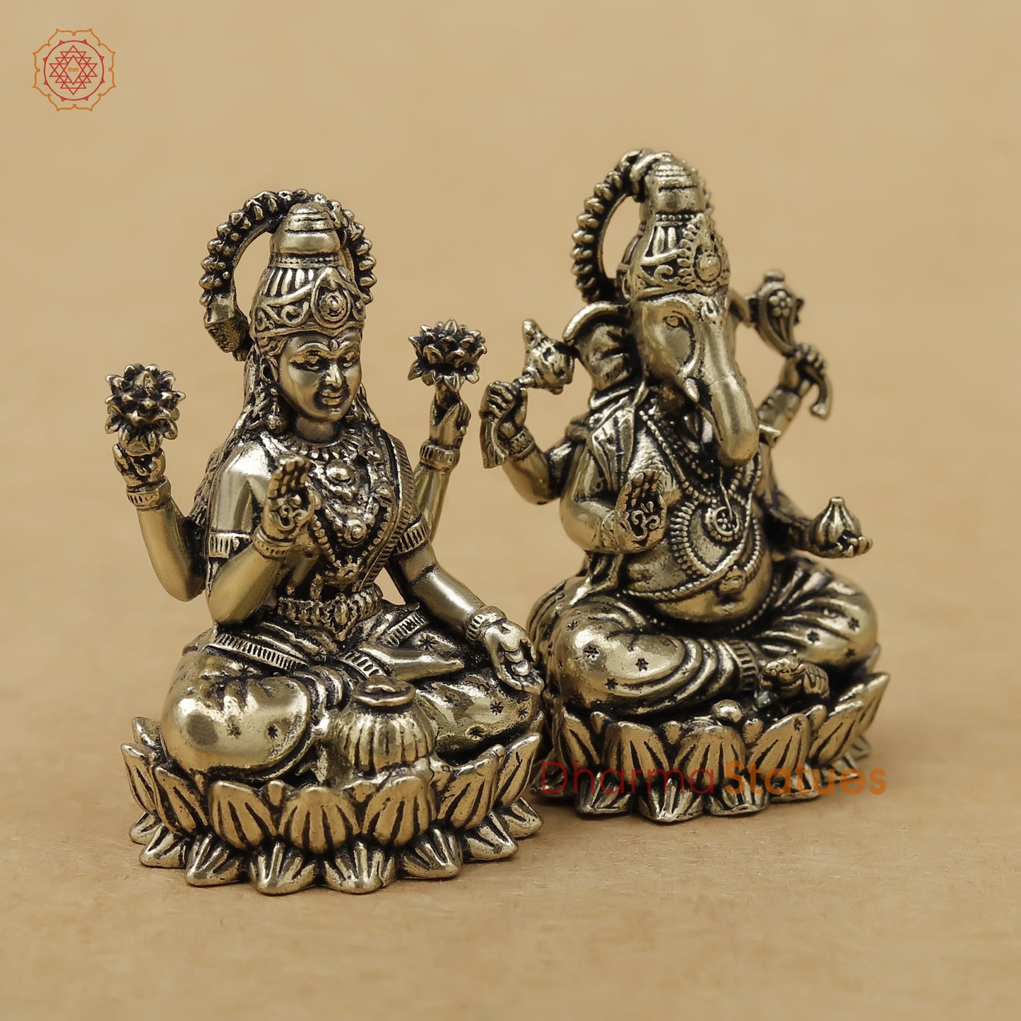Brass Lakshmi Ganesh Fine, 3"