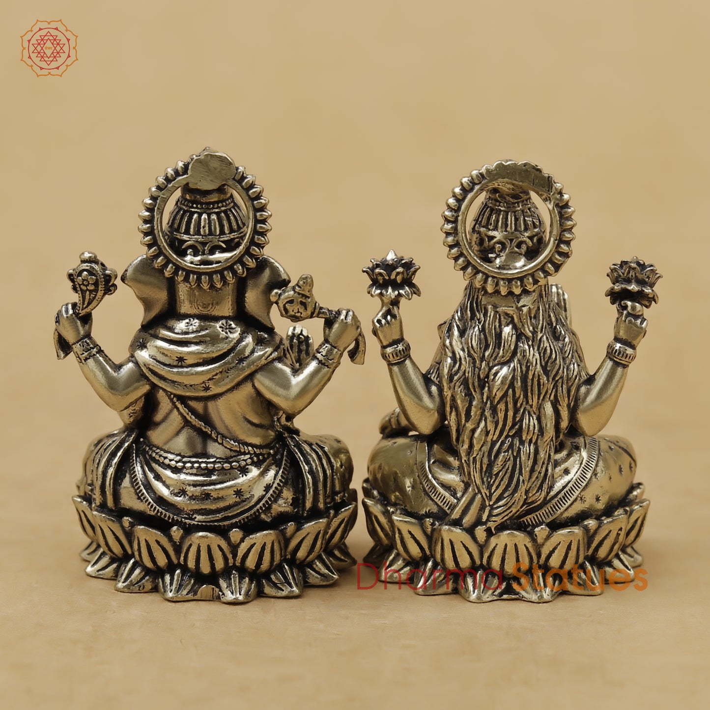 Brass Lakshmi Ganesh Fine, 3"