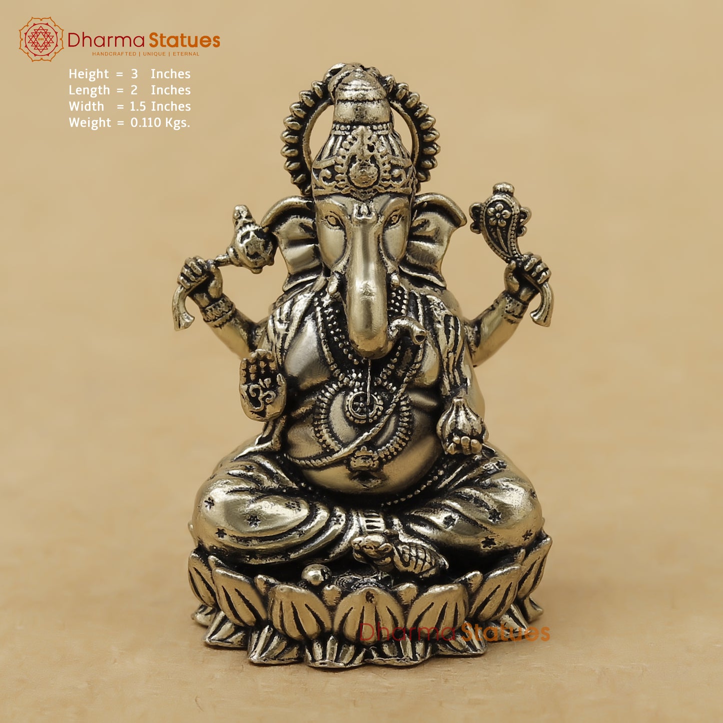 Brass Ganesh Fine, 3"